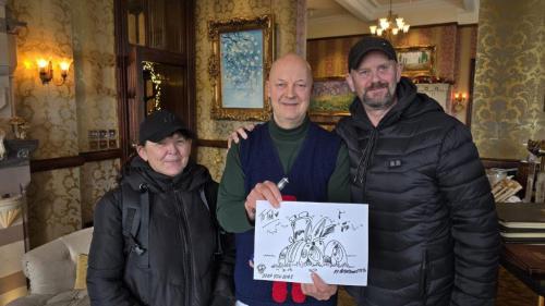 Peter Jones ( Cartoonist ) and Mrs Jones with the Artist Ted Stourton 1